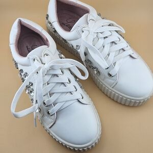 Lauren Lorraine Crystal Embellished White Sneakers